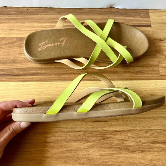 Seven7 Melbourne Slide Thong Sandals Lime Green Size 6 - Picture 5 of 8